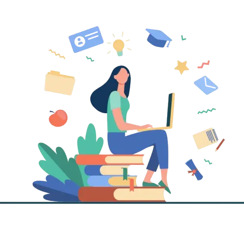 Student studying with laptop