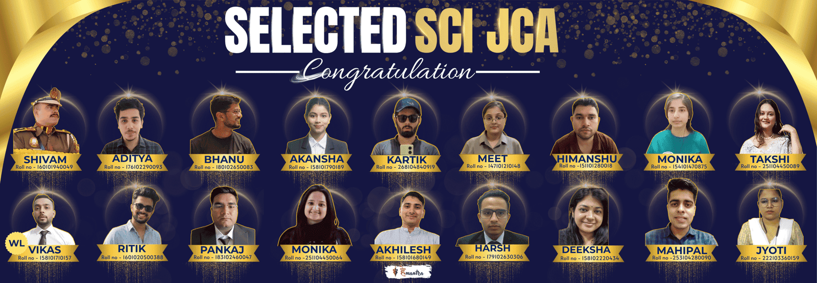 HeMantra Selected SCI JCA 2026 Results - Section Officer Selected Students Congratulations Banner