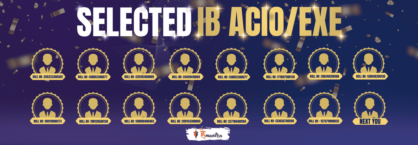 Selected IB ACIO Executive candidates with roll numbers | Hemantra