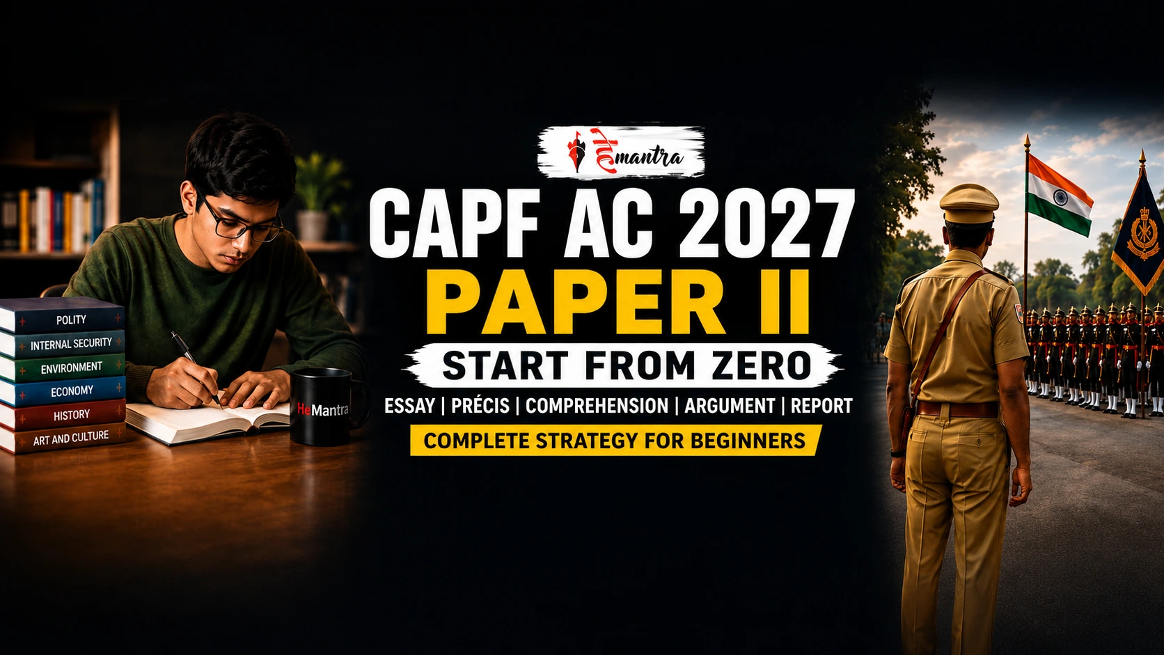 CAPF 2027 Paper II preparation strategy for beginners covering essay, précis, comprehension, argument and report writing