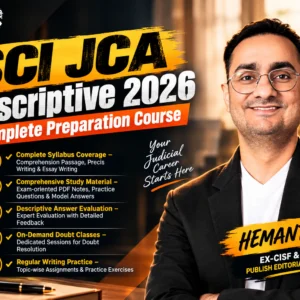 SCI JCA Descriptive 2026 preparation course cover featuring Hemant Sir from HeMantra